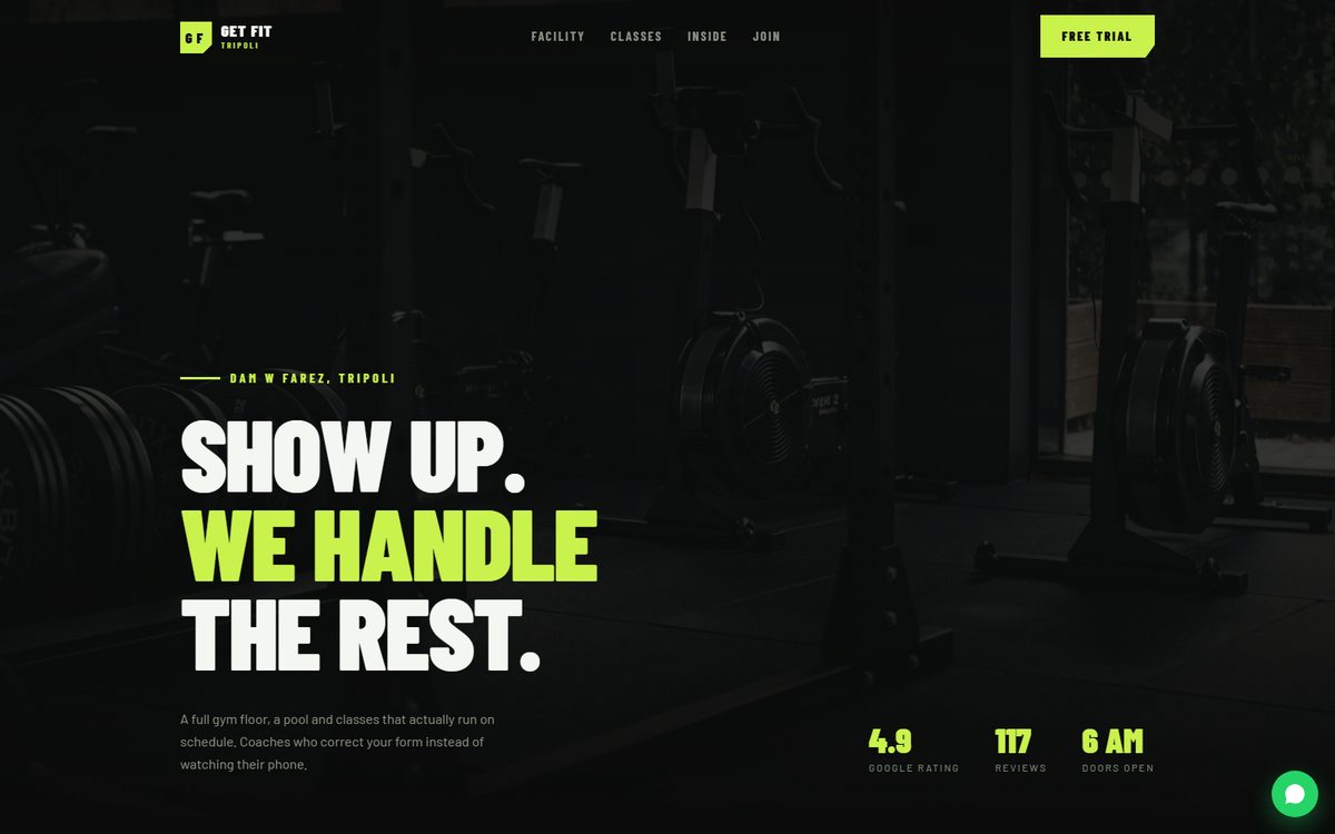 Get Fit gym and pool website concept, Tripoli