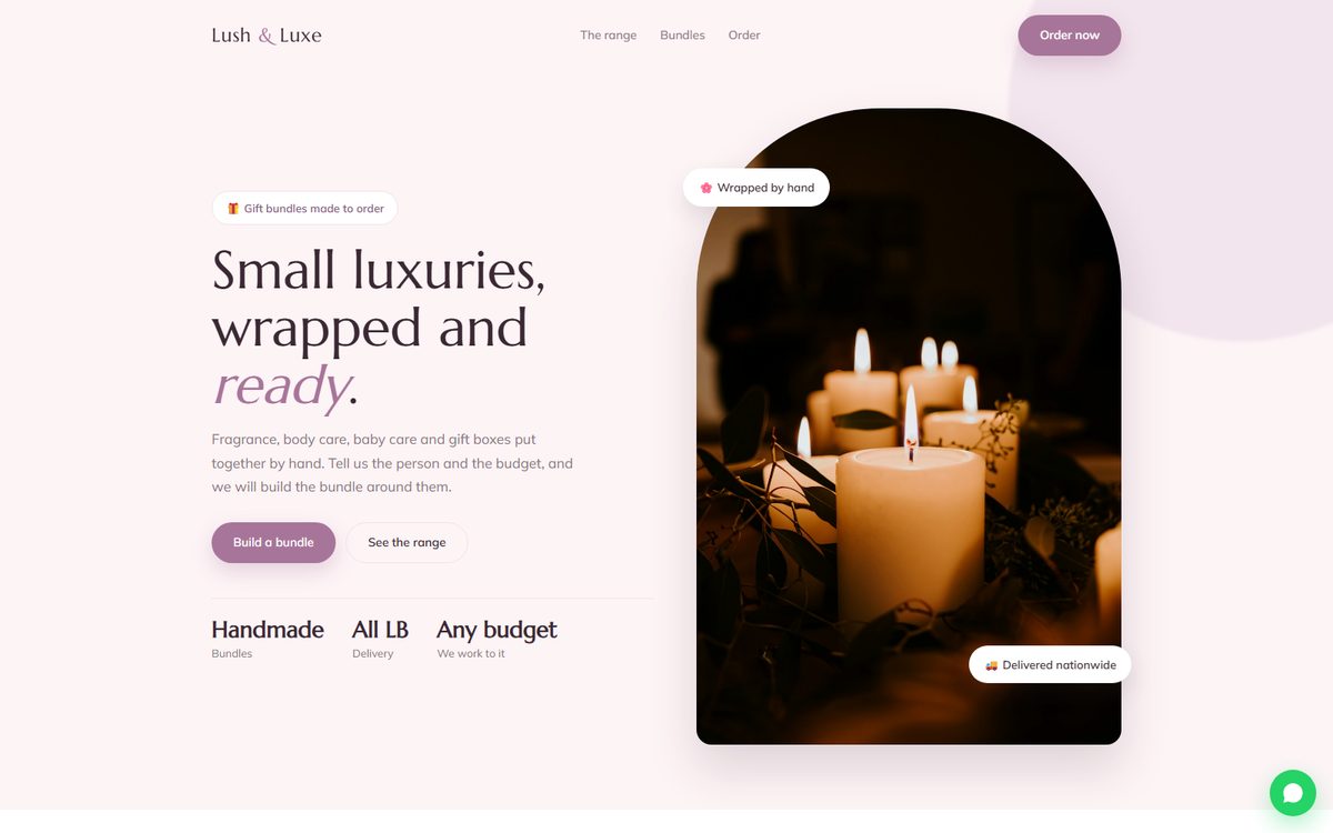 Lush and Luxe cosmetics and gifts website concept