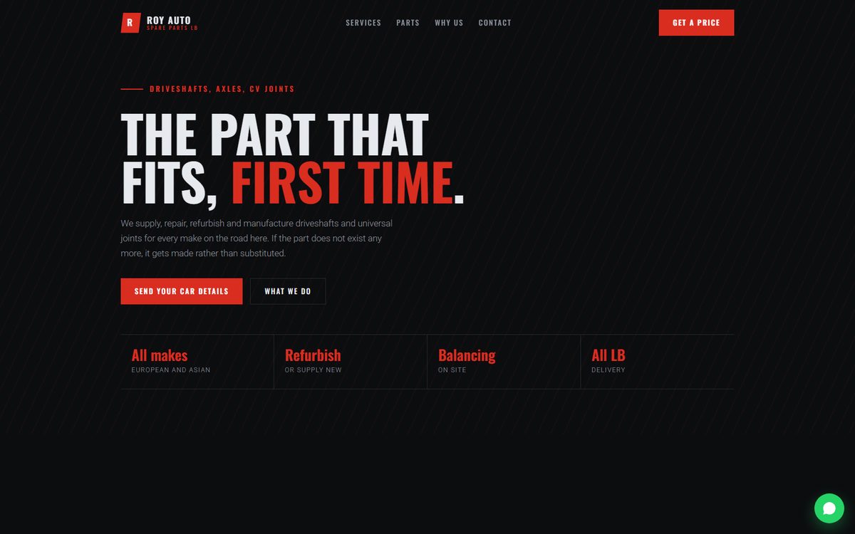 Roy Auto Spare Parts website concept