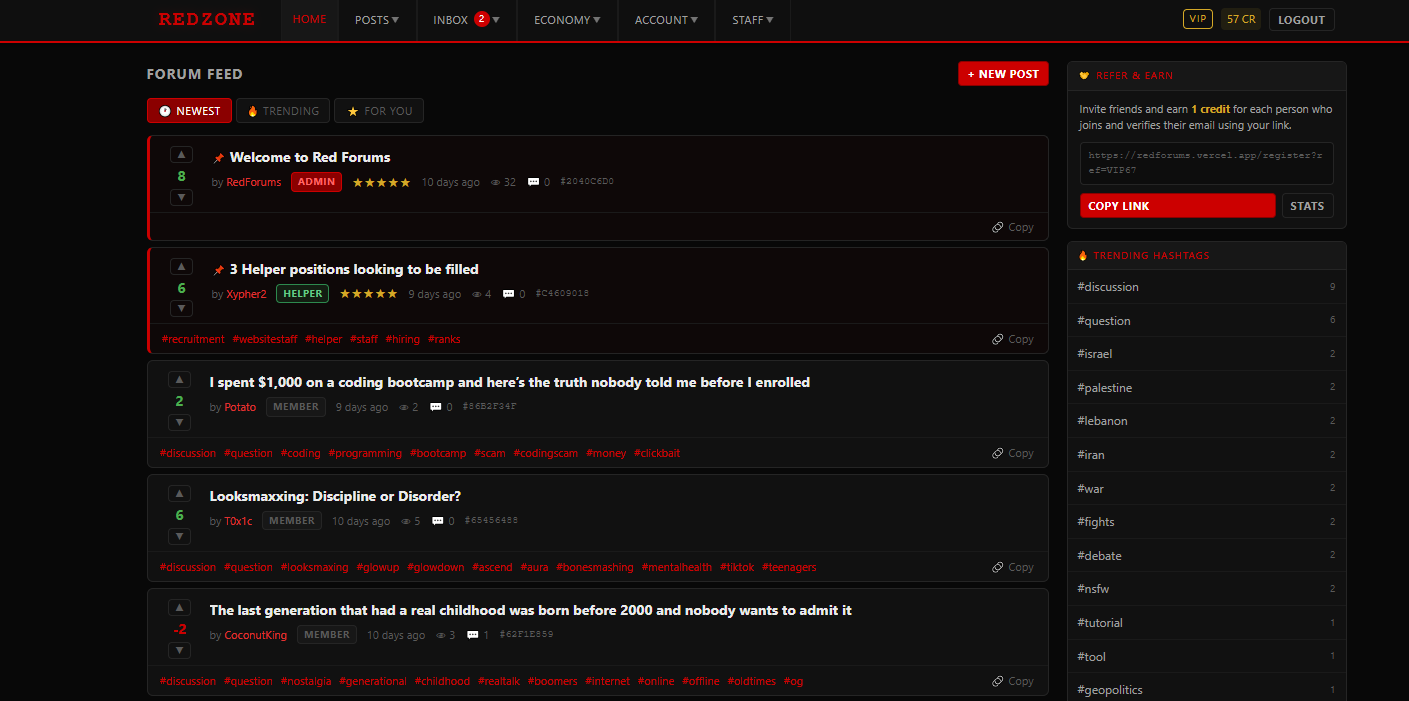 RedForums community forum platform